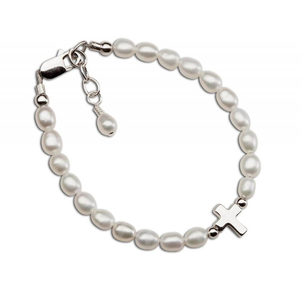 NEW CHERISHED MOMENTS baby amelia sterling silver and pearl bracelet in white fr